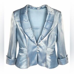 J.R. Nites Ice Blue Shimmer 2PC Set Jacket Camisole Formal 16 NWT Wedding Guest